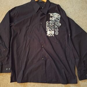 PRONTI Elegant Black Embroidered Men's Shirt Size 2XL